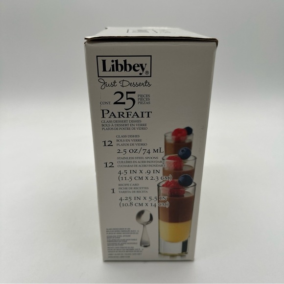 Libbey Just Desserts - Parfait Glass Dishes with Mini Spoons & Recipe Card - Picture 4 of 5